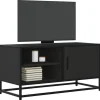 vidaXL Tv-Bänkar>Tv-bänk svart 80x34,5x40 cm konstruerat trä och metall