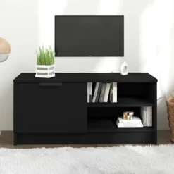 vidaXL Tv-Bänkar>Tv-bänk svart 80x35x36,5 cm konstruerat trä