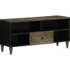 vidaXL Tv-Bänkar>Tv-bänk svart 100x33x46 cm massivt mangoträ