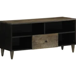 vidaXL Tv-Bänkar>Tv-bänk svart 100x33x46 cm massivt mangoträ