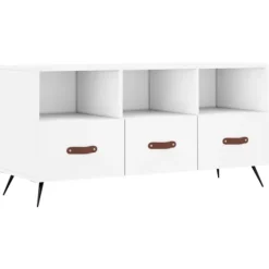 vidaXL Tv-Bänkar>Tv-bänk vit 102x36x50 cm konstruerat trä