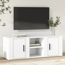 vidaXL Tv-Bänkar>Tv-bänk vit 100x31,5x35 cm konstruerat trä