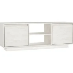 vidaXL Tv-Bänkar>Tv-bänk vit 110x30x40 cm massiv furu