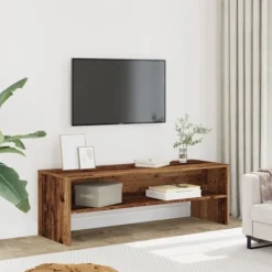 vidaXL Tv-Bänkar>Tv-bänk vittrat trä 120x40x40 cm konstruerat trä