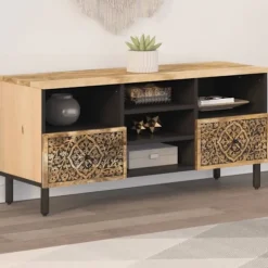 vidaXL Tv-Bänkar>Tv-bänk 100x33x46 cm massivt mangoträ