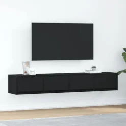 vidaXL Tv-Bänkar>TV-bänkar 2 st svart ek 80x31x25,5 cm konstruerat trä