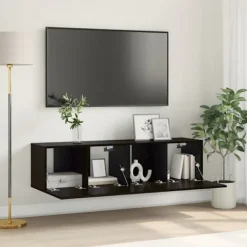 vidaXL Tv-Bänkar>TV-bänkset 2 pcs Svart 60 x 30 x 30 cm Konstruerat trä
