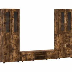 vidaXL Tv-Bänkar>TV-bänkset med låda med hylla med dörr Rökt ek Konstruerat trä