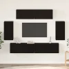 vidaXL Tv-Bänkar>TV-bänkset Väggmonterad 6 pcs Svart Ek Konstruerat trä