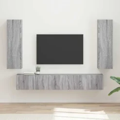 vidaXL Tv-Bänkar>TV-bänkset Väggmonterad 3 pcs Grå Sonoma Konstruerat trä