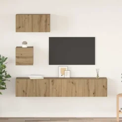 vidaXL Tv-Bänkar>TV-bänkset Väggmonterad 3 pcs Artisan Ek Konstruerat trä