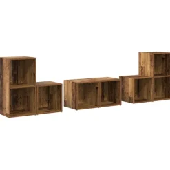 vidaXL Tv-Bänkar>TV-bänkset Väggmonterad 6 pcs Gammalt trä Konstruerat trä