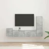 vidaXL Tv-Bänkar>TV-bänkset Väggmonterad 4 pcs Betonggrå Konstruerat trä