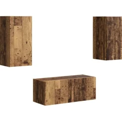 vidaXL Tv-Bänkar>TV-bänkset Väggmonterad 6 pcs Gammalt trä Konstruerat trä