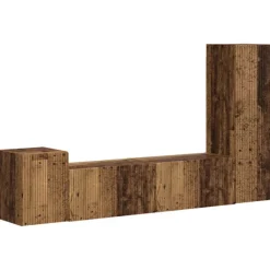 vidaXL Tv-Bänkar>TV-bänkset Väggmonterad 4 pcs Gammalt trä Konstruerat trä