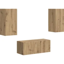 vidaXL Tv-Bänkar>TV-bänkset Väggmonterad 2 pcs Artisan Ek Konstruerat trä