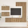 vidaXL Tv-Bänkar>TV-bänkset Väggmonterad 6 pcs Artisan Ek Konstruerat trä