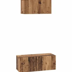 vidaXL Tv-Bänkar>TV-bänkset Väggmonterad 2 pcs Gammalt trä Konstruerat trä