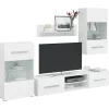 vidaXL Tv-Bänkar>TV-möbler 5 delar med LED-belysning matt vit konstruerat trä