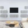 vidaXL Tv-Bänkar>Tv-skåp 7 delar grå sonoma konstruerat trä