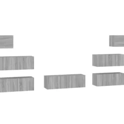 vidaXL Tv-Bänkar>Tv-skåp 7 delar grå sonoma konstruerat trä