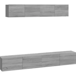 vidaXL Tv-Bänkar>Tv-skåp 4 delar grå sonoma konstruerat trä