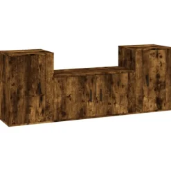 vidaXL Tv-Bänkar>TV-skåp 3 delar rökfärgad ek konstruerat trä