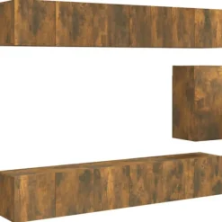 vidaXL Tv-Bänkar>Tv-skåp 7 delar Rökfärgad ek konstruerat trä