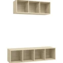 vidaXL Tv-Bänkar>TV-skåp 2 delar sonoma-ek konstruerat trä