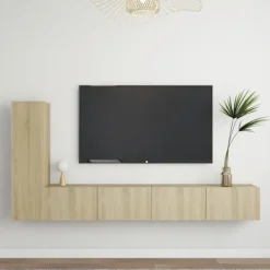 vidaXL Tv-Bänkar>TV-skåp 3 delar sonoma-ek konstruerat trä