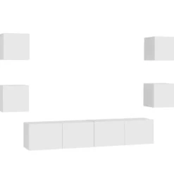 vidaXL Tv-Bänkar>Tv-skåp 6 delar vit konstruerat trä