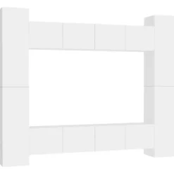 vidaXL Tv-Bänkar>Tv-skåp 8 delar vit konstruerat trä