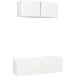 vidaXL Tv-Bänkar>Tv-skåp 2 delar vit konstruerat trä