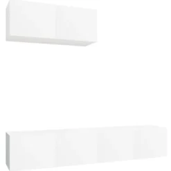 vidaXL Tv-Bänkar>Tv-skåp 3 delar vit konstruerat trä