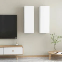 vidaXL Skåp>TV-skåp 2 st vit 30,5x30x90 cm konstruerat trä