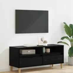 vidaXL Tv-Bänkar>TV-skåp med låda Svart Ek 100 x 34,5 x 44,5 cm Konstruerat trä