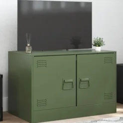 vidaXL Tv-Bänkar>TV-skåp olivgrön 67x39x44 cm stål