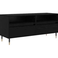 vidaXL Tv-Bänkar>TV-skåp Svart Ek 100 x 34,5 x 44,5 cm Konstruerat trä och järn