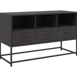 vidaXL Tv-Bänkar>TV-skåp svart 100,5x39x60,5 cm stål