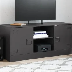 vidaXL Tv-Bänkar>TV-skåp svart 99x39x44 cm stål