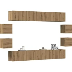 vidaXL Tv-Bänkar>TV-skåp väggmonterat 8 delar artisan ek konstruerat trä