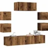 vidaXL Tv-Bänkar>TV-skåp väggmonterat 7 delar gammalt trä konstruerat trä
