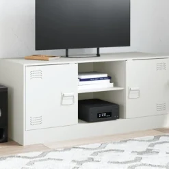 vidaXL Tv-Bänkar>TV-skåp vit 99x39x44 cm stål