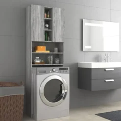 vidaXL Skåp>Tvättmaskinsskåp grå sonoma 64x25,5x190 cm