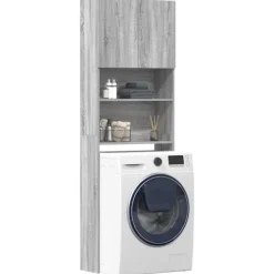 vidaXL Skåp>Tvättmaskinsskåp grå sonoma 64x24x190 cm konstruerat trä