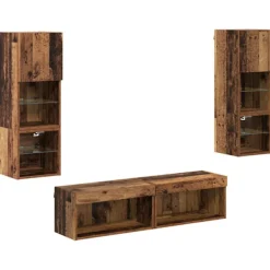 vidaXL Tv-Bänkar>TV-väggmodul Väggmonterad 6 pcs Gammalt trä Konstruerat trä