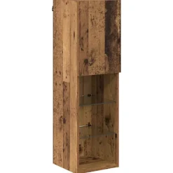 vidaXL Tv-Bänkar>TV-väggskåpsset med LED-lampor Väggmonterad 7 pcs Gammalt trä