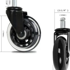 Kontorsmöbler>Universella kontorsstolsrullar - Tysta och hållbara hjul i svart