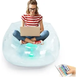 Sittsäckar>Uppblåsbar Flerfärgad Soffstol, Transparent Loungesoffa, Portabla Möbler för Campingresa, Fest, Barnrum, Spelrum, Vardagsrum
