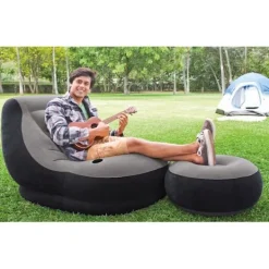 Northio Fåtöljer>Uppblåsbar fåtölj med fotpall, slitstark vinyl